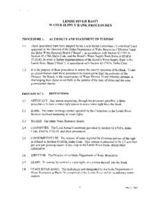 LEMHI RIVER BASIN WATER SUPPLY BANK PROCEDURES PROCEDURE 1.  AUTHOMTY AND STATEMENT OF PURPOSE