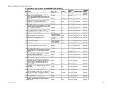 Clearwater Bay School Bus List[removed]CLEARWATER BAY SCHOOL BUS INFORMATION[removed]BUS ROUTE 5 5A