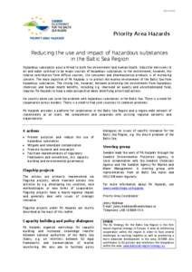 Fact Sheet. Priority Area Hazards, Baltic Sea Region.