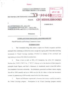 SEC Complaint: JCS Enterprises, Inc., d/b/a JCS Enterprises Services, Inc., T.B.T.I. Inc., Joseph Signore, and Paul L. Schumack, II