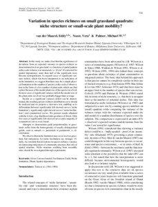 Ecology / Summary statistics / Species distribution / Variance / Subplot / Statistical hypothesis testing / Species richness / Standard deviation / Statistics / Data analysis / Design of experiments