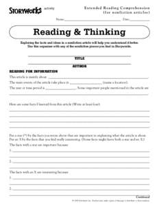 Extended Reading Comprehension (for nonfiction articles) activity  Name:____________________________________ Date:_____________