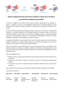 Collège Cabanis  Lycée CFA Lavoisier Charte d’engagement pour prévenir les conduites à risques pour nos élèves aux abords des établissements scolaires