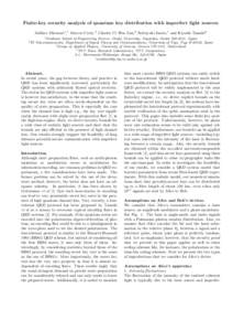 Finite-key security analysis of quantum key distribution with imperfect light sources Akihiro Mizutani∗ ,1 Marcos Curty,2 Charles Ci Wen Lim,3 Nobuyuki Imoto,1 and Kiyoshi Tamaki4 2 1 Graduate School of Engineering Sci