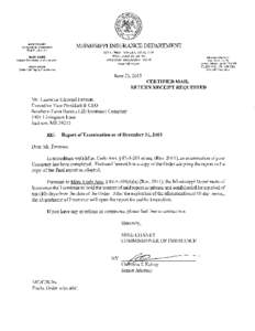 Mississippi Insurance Department Report of Examination of  SOUTHERN FARM BUREAU LIFE INSURANCE