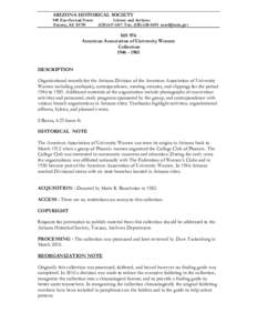 ARIZONA HISTORICAL SOCIETY 949 East Second Street Tucson, AZ[removed]Library and Archives[removed]Fax: ([removed]removed]