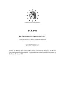 FORUM CONSTITUTIONIS EUROPAE  FCE 1/01 DIE ERGEBNISSE DES GIPFELS VON NIZZA AUSWIRKUNGEN AUF DEN ERWEITERUNGSPROZESS