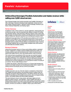 Parallels Automation ® Customer Success Story  InfoboxCloud leverages Parallels Automation and triples revenue while