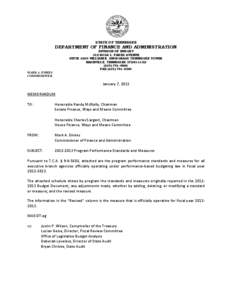 STATE OF TENNESSEE  DEPARTMENT OF FINANCE AND ADMINISTRATION DIVISION OF BUDGET 312 ROSA L. PARKS AVENUE SUITE 1600 WILLIAM R. SNODGRASS TENNESSEE TOWER