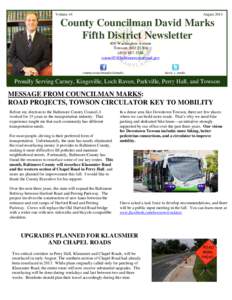 Councilman Marks August 2014 Newsletter