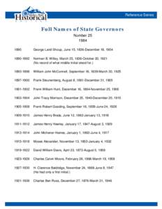 Reference Series  Full Names of State Governors Number[removed]
