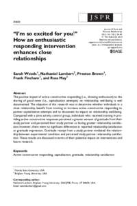 JSPR Article ‘‘I’m so excited for you!’’ How an enthusiastic responding intervention