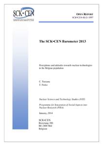OPEN REPORT SCK•CEN-BLG-1097 The SCK•CEN BarometerPerceptions and attitudes towards nuclear technologies