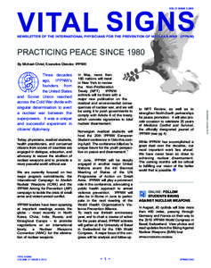 VOL 21 ISSUEVITAL SIGNS NEWSLETTER OF THE INTERNATIONAL PHYSICIANS FOR THE PREVENTION OF NUCLEAR WAR (IPPNW)  PRACTICING PEACE SINCE 1980