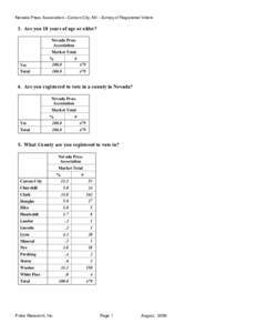 Nevada Press Association - Carson City, NV - Survey of Registered Voters  3. Are you 18 years of age or older? Nevada Press Association Market Total