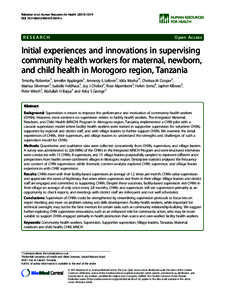 Initial experiences and innovations in supervising community health workers for maternal, newborn, and child health in Morogoro region, Tanzania
