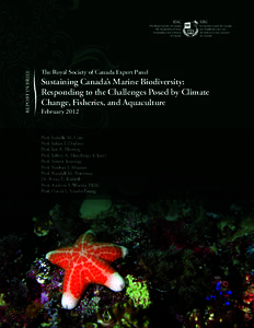 REPORT IN BRIEF  The Royal Society of Canada Expert Panel Sustaining Canada’s Marine Biodiversity: Responding to the Challenges Posed by Climate