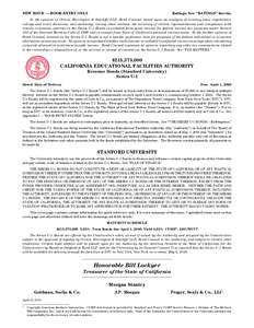 NEW ISSUE — BOOK-ENTRY ONLY	  Ratings: See “RATINGS” herein. In the opinion of Orrick, Herrington & Sutcliffe LLP, Bond Counsel, based upon an analysis of existing laws, regulations, rulings and court decisions, an