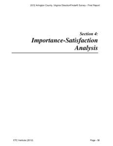 2012 Arlington County, Virginia DirectionFinder® Survey - Final Report  Section 4: Importance-Satisfaction Analysis