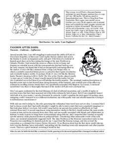 This is issue #10 of FLAG, a frequent fanzine published by Andy Hooper, member fwa, at30th Ave. NE Seattle, WA 98125, email to . This is a Drag Bunt Press Production. First copies were mailed out