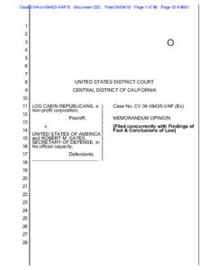 Politics of the United States / Law / Log Cabin Republicans v. United States / Jurisdiction / Log Cabin Republicans / Lawsuit / Civil procedure