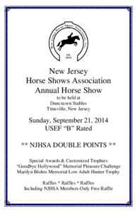 New Jersey Horse Shows Association Annual Horse Show to be held at Duncraven Stables Titusville, New Jersey