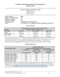 Consumer Information Report for Nursing Homes Summary 2013 ************************************************************************************** GOOD SAMARITAN SOCIETY-LODI 700 CLARK ST LODI, WI 53555