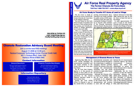 Rantoul /  Illinois / Lowry Air Force Base / Air Force Real Property Agency / Octave Chanute Aerospace Museum / Rantoul National Aviation Center / United States Air Force / Chanute Air Force Base / USAAF Central Technical Training Command