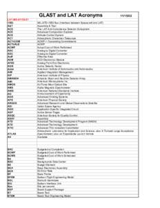 GLAST and LAT Acronyms LAT-MD[removed]A&T ACD ACE