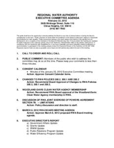 REGIONAL WATER AUTHORITY EXECUTIVE COMMITTEE AGENDA February 22, [removed]Birdcage Street, Suite 110 Citrus Heights, CA[removed]7692