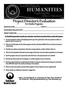 South Dakota  HUMANITIES Exploring the Human Adventure