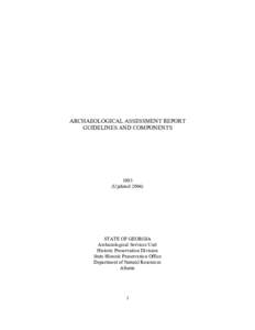 ARCHAEOLOGICAL ASSESSMENT REPORT GUIDELINES AND COMPONENTS[removed]Updated 2004)