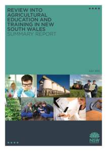 REVIEW INTO AGRICULTURAL EDUCATION AND TRAINING IN NEW SOUTH WALES SUMMARY REPORT