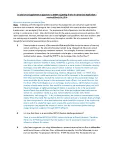 Second set of Supplemental Questions to WDNR regarding Waukesha Diversion Application – received March 14, 2016 Wisconsin responses provided in blue. Note: In keeping with the required written record we have prepared a