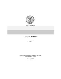 State of New Jersey  N J L R C New Jersey Law Revision Commission ANNUAL REPORT