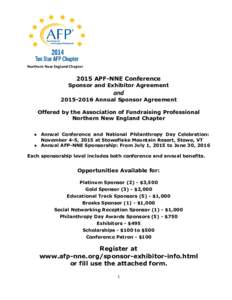 Northern New England ChapterAPF-NNE Conference Sponsor and Exhibitor Agreement