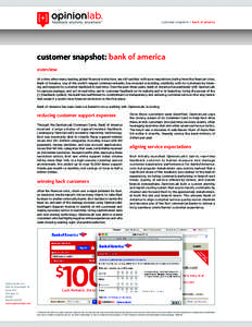 customer snapshot + bank of america  customer snapshot: bank of america overview At a time when many leading global financial institutions are still saddled with poor reputations dating from the financial crisis, Bank of