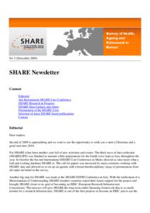 No 5 (DecemberSHARE Newsletter Content Editorial 2nd International SHARE User Conference