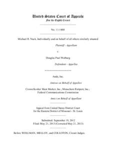 United States Court of Appeals For the Eighth Circuit ___________________________ No[removed]___________________________ Michael R. Nack, Individually and on behalf of all others similarly situated