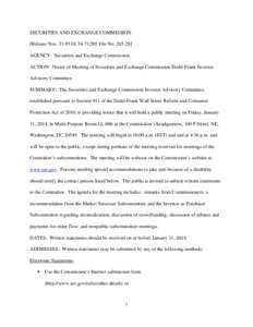 January 31, 2014, Notice of Meeting of Securities and Exchange Commission Dodd-Frank Investor Advisory Committee