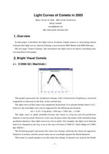 Light Curves of Comets in 2005 March 18 and 19, 2006 36th Comet Conference  Seiichi Yoshida