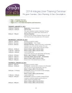 2014 Integra User Training Seminar Program Overview, Class Planning, & Class Descriptions  Page 1 - Program Overview  Page 2 - Class Planning Grid  Pages 3 to 5 – Full Class Descriptions and Instructors TUESDA
