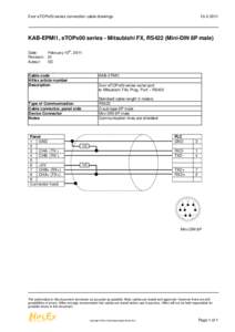 Exor eTOPx00 series connection cable drawingsKAB-EPMI1, eTOPx00 series - Mitsubishi FX, RS422 (Mini-DIN 8P male) th