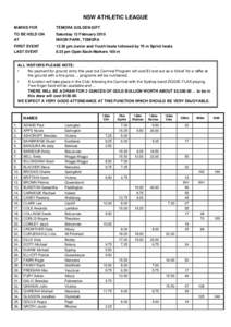 NSW ATHLETIC LEAGUE MARKS FOR TEMORA GOLDEN GIFT  TO BE HELD ON