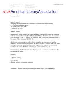 American Library Association / Government Documents Round Table / Judith C. Russell