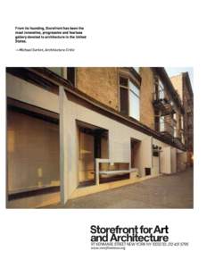 VCY America / Vito Acconci / Visual arts / Modern art / Storefront for Art and Architecture / Contemporary art / Steven Holl