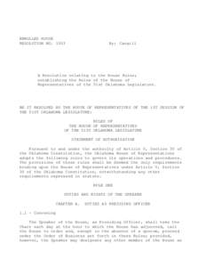 Oklahoma / Oklahoma Legislature / Standing Rules of the United States Senate / Quorum / United States House of Representatives / Governor of Oklahoma / United States Senate / Speaker / Parliament of Singapore / Government / Government of Oklahoma / State governments of the United States