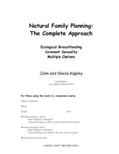 Natural Family Planning: The Complete Approach Ecological Breastfeeding Covenant Sexuality Multiple Options