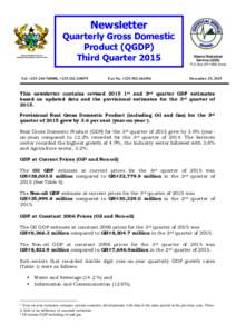 Newsletter Ghana Statistical Service Statistical Newsletter, No. B12-2003 Quarterly Gross Domestic Product (QGDP)