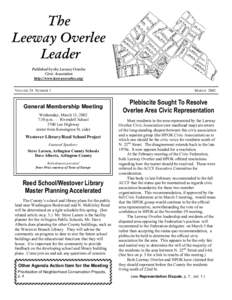 The Leeway Overlee Leader Published by the Leeway Overlee Civic Association http://www.leewayoverlee.org/